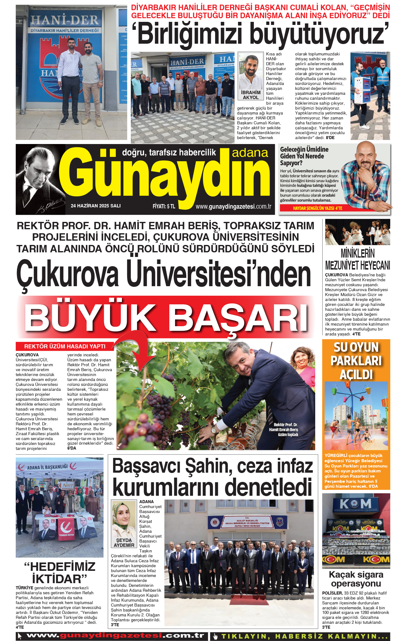 24 HAZİRAN 2025 GÜNAYDIN ADANA GAZETESİ