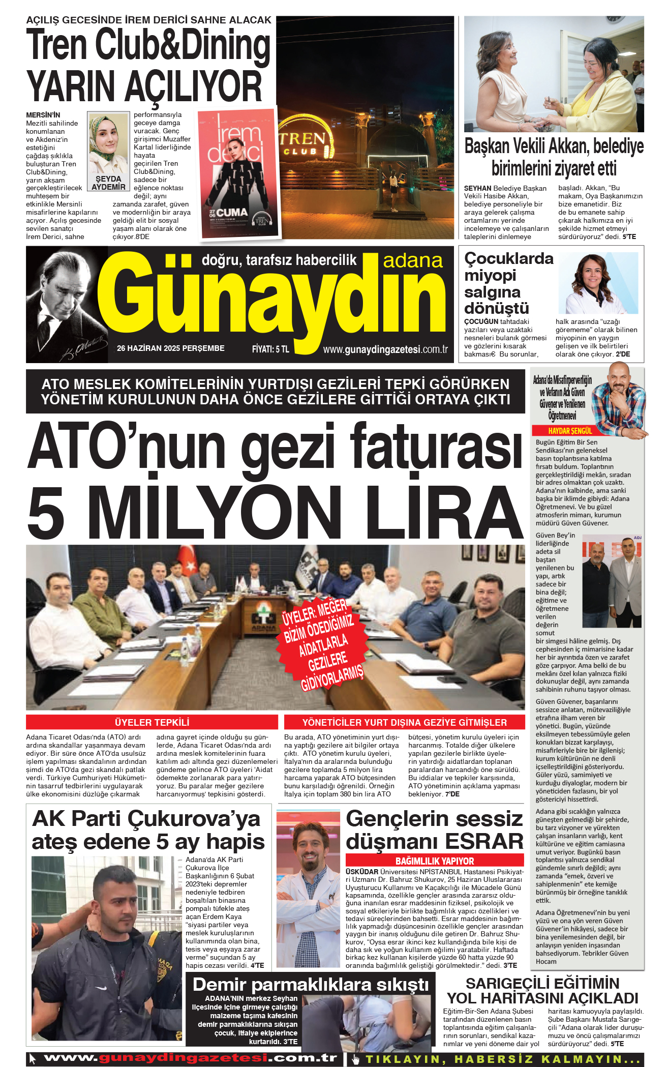 26 HAZİRAN 2025 GÜNAYDIN ADANA GAZETESİ