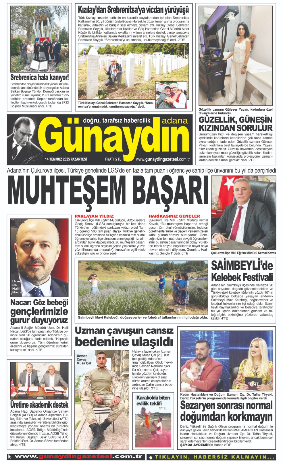 14 TEMMUZ 2025 GÜNAYDIN ADANA GAZETESİ