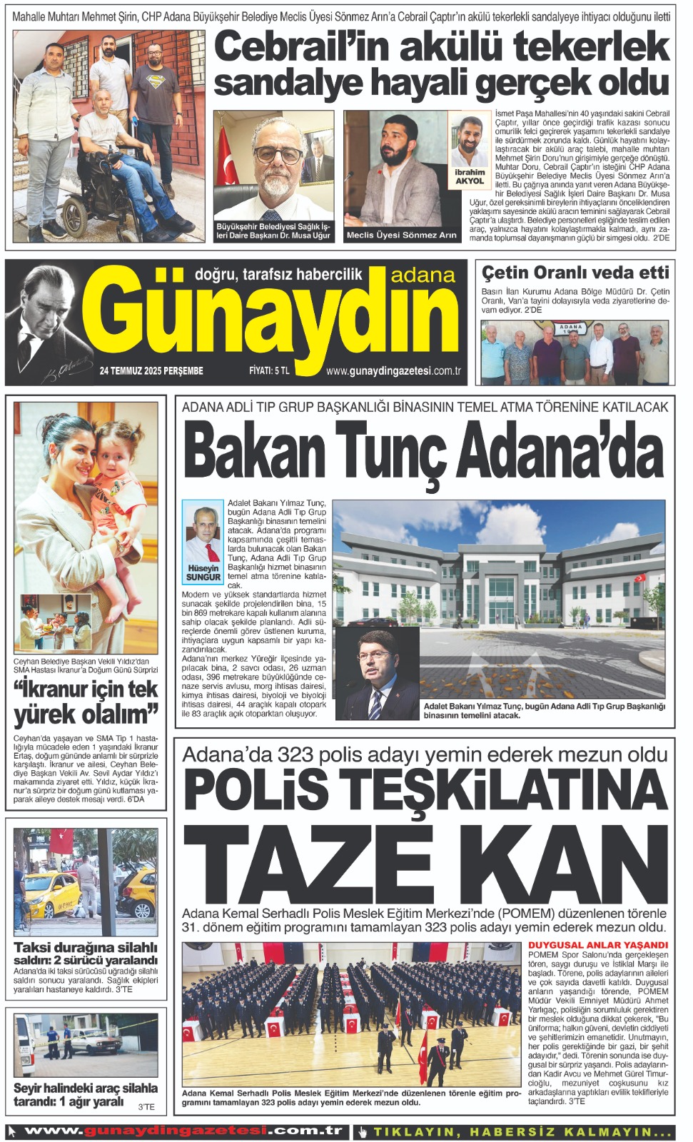 24 TEMMUZ 2025 GÜNAYDIN ADANA GAZETESİ