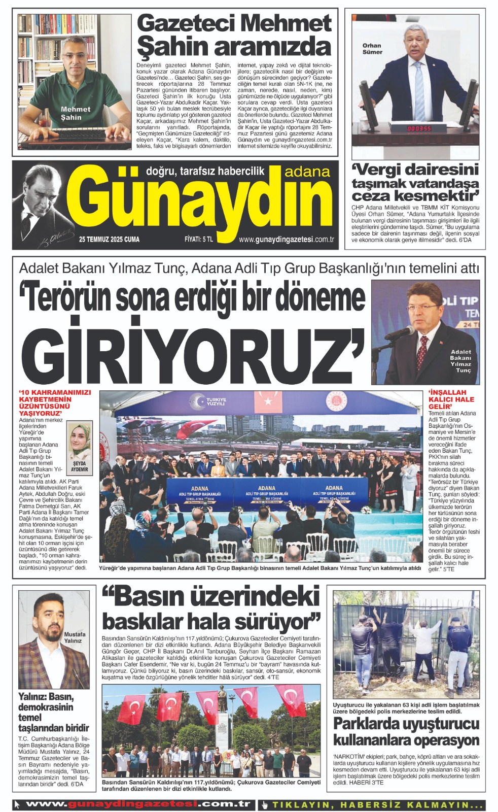 25 TEMMUZ 2025 GÜNAYDIN ADANA GAZETESİ