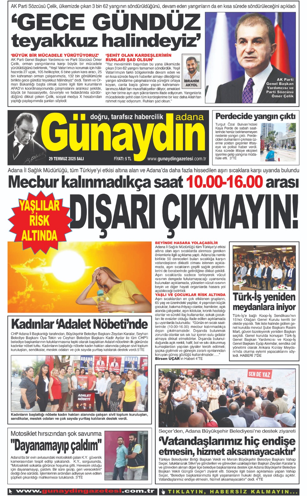29 TEMMUZ 2025 GÜNAYDIN ADANA GAZETESİ
