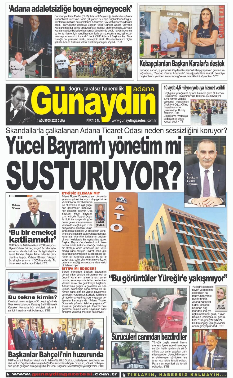 01 AĞUSTOS 2025 GÜNAYDIN ADANA GAZETESİ