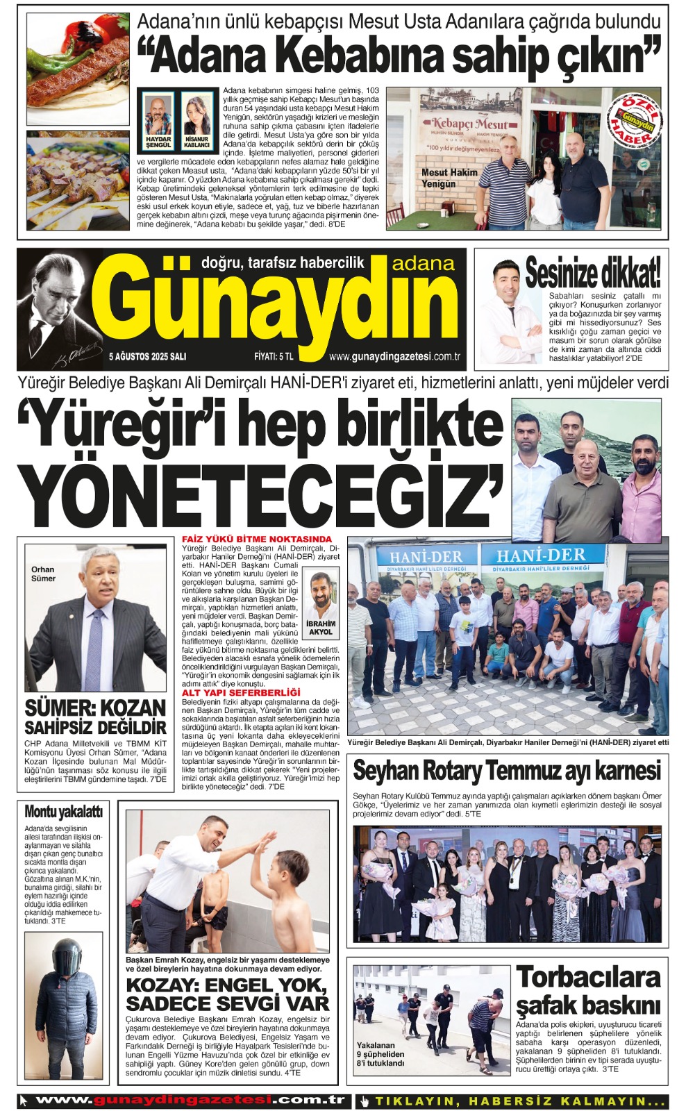 05 AĞUSTOS 2025 GÜNAYDIN ADANA GAZETESİ