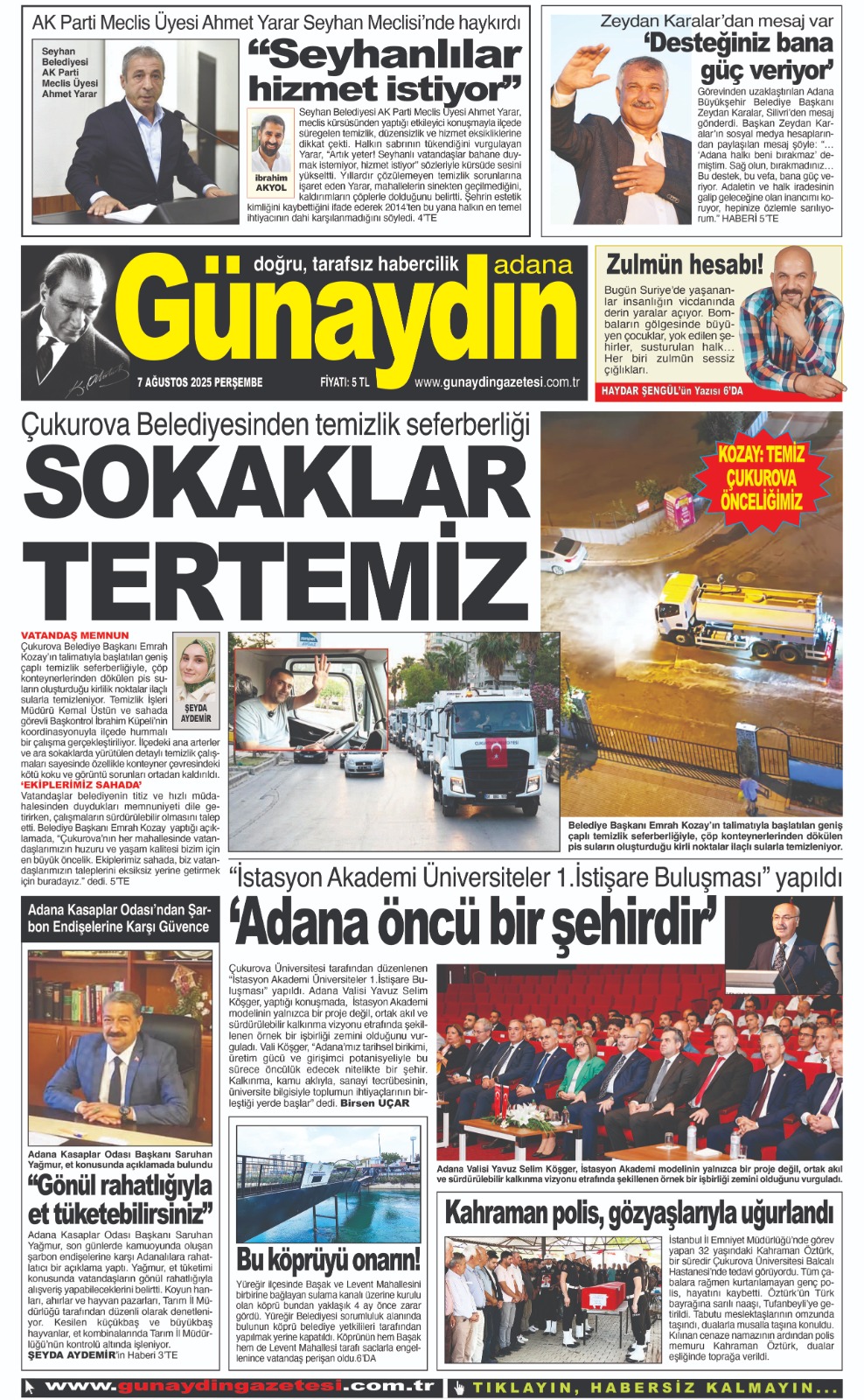 07 AĞUSTOS 2025 GÜNAYDIN ADANA GAZETESİ