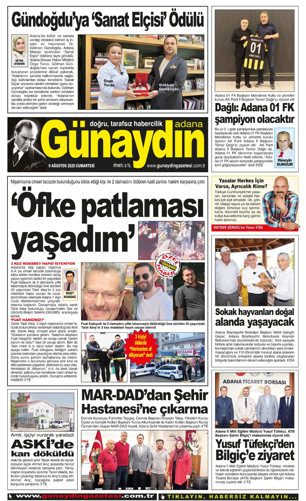 09 AĞUSTOS 2025 GÜNAYDIN ADANA GAZETESİ