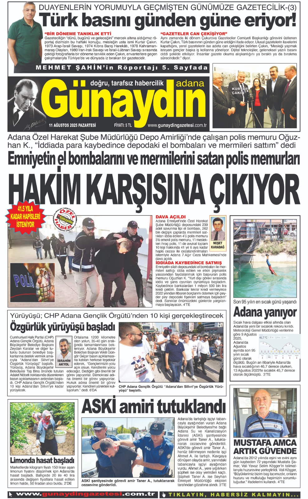 11 AĞUSTOS 2025 GÜNAYDIN ADANA GAZETESİ