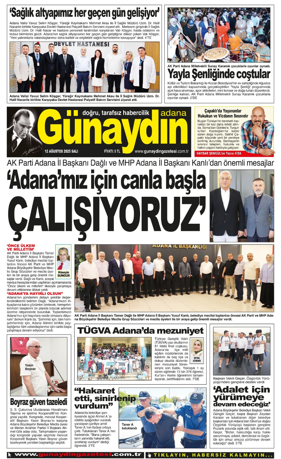 12 AĞUSTOS 2025 GÜNAYDIN ADANA GAZETESİ