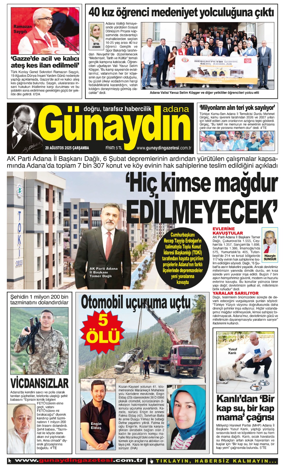 20 AĞUSTOS 2025 GÜNAYDIN ADANA GAZETESİ