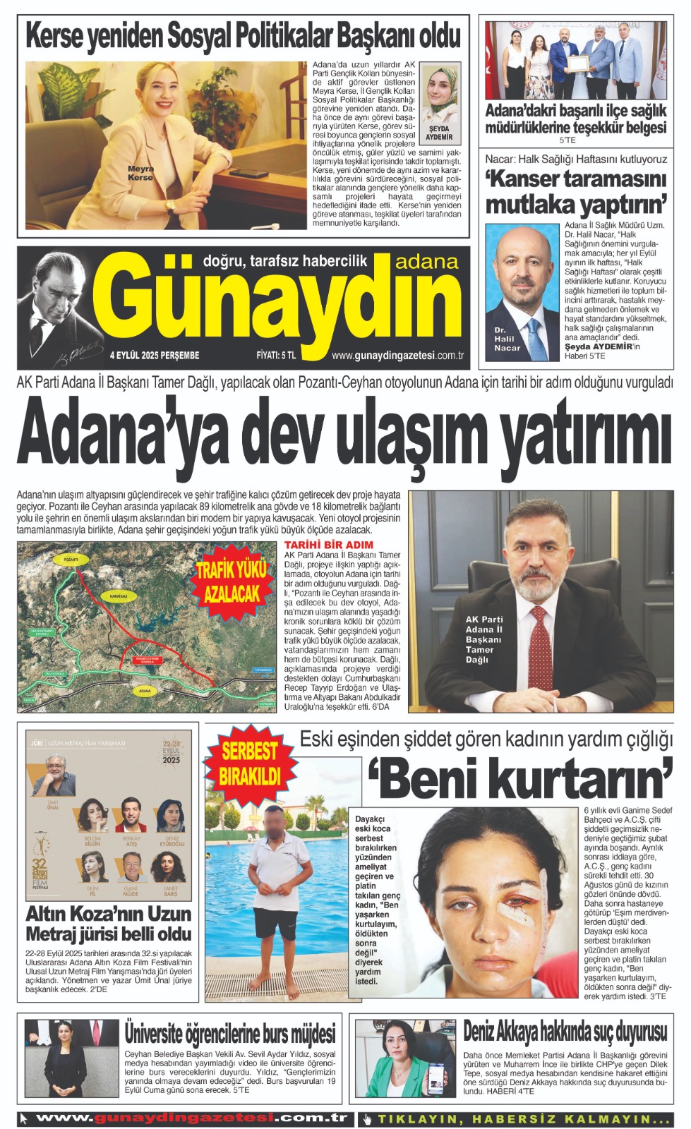 04 EYLÜL 2025 GÜNAYDIN ADANA GAZETESİ