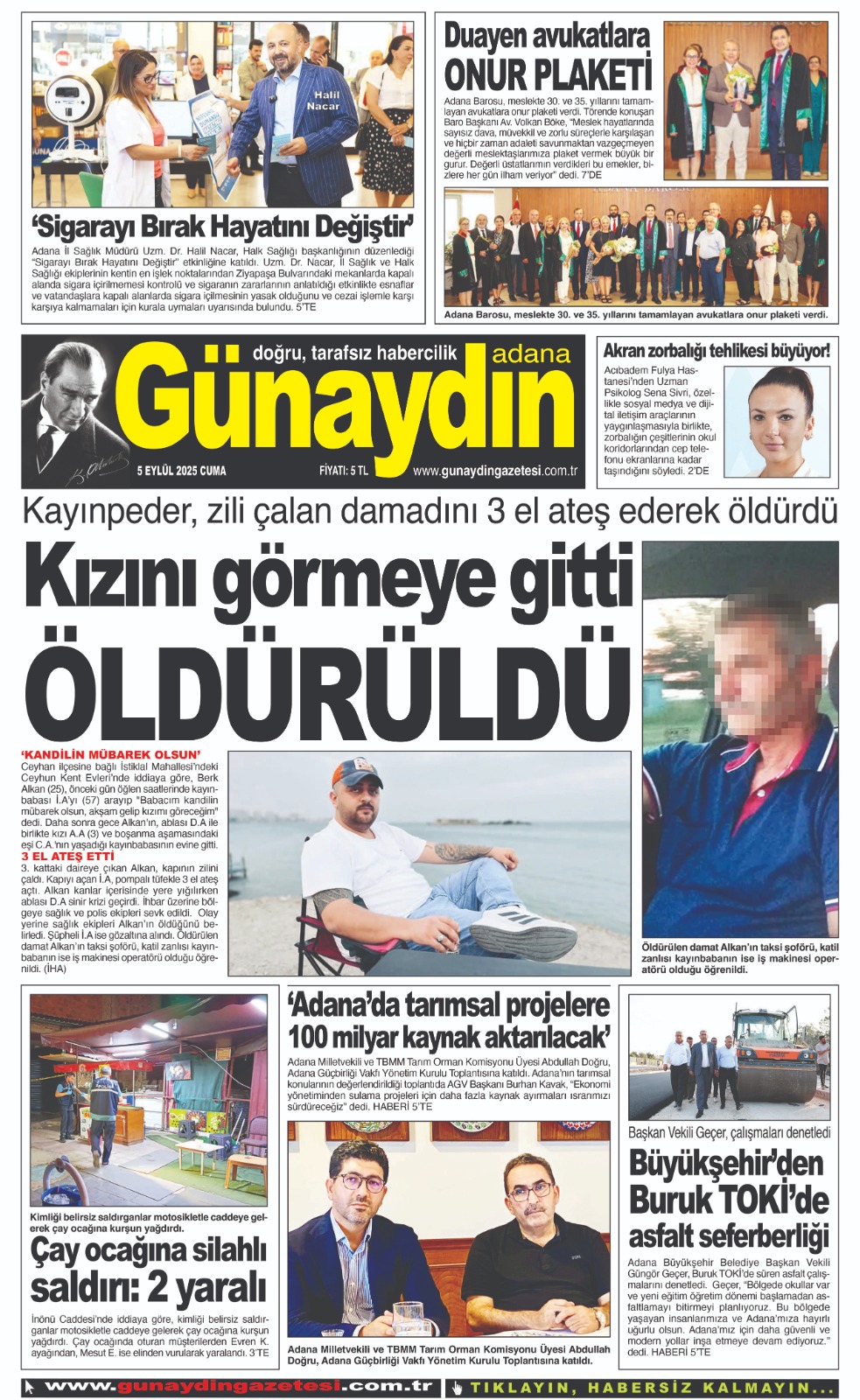 05 EYLÜL 2025 GÜNAYDIN ADANA GAZETESİ