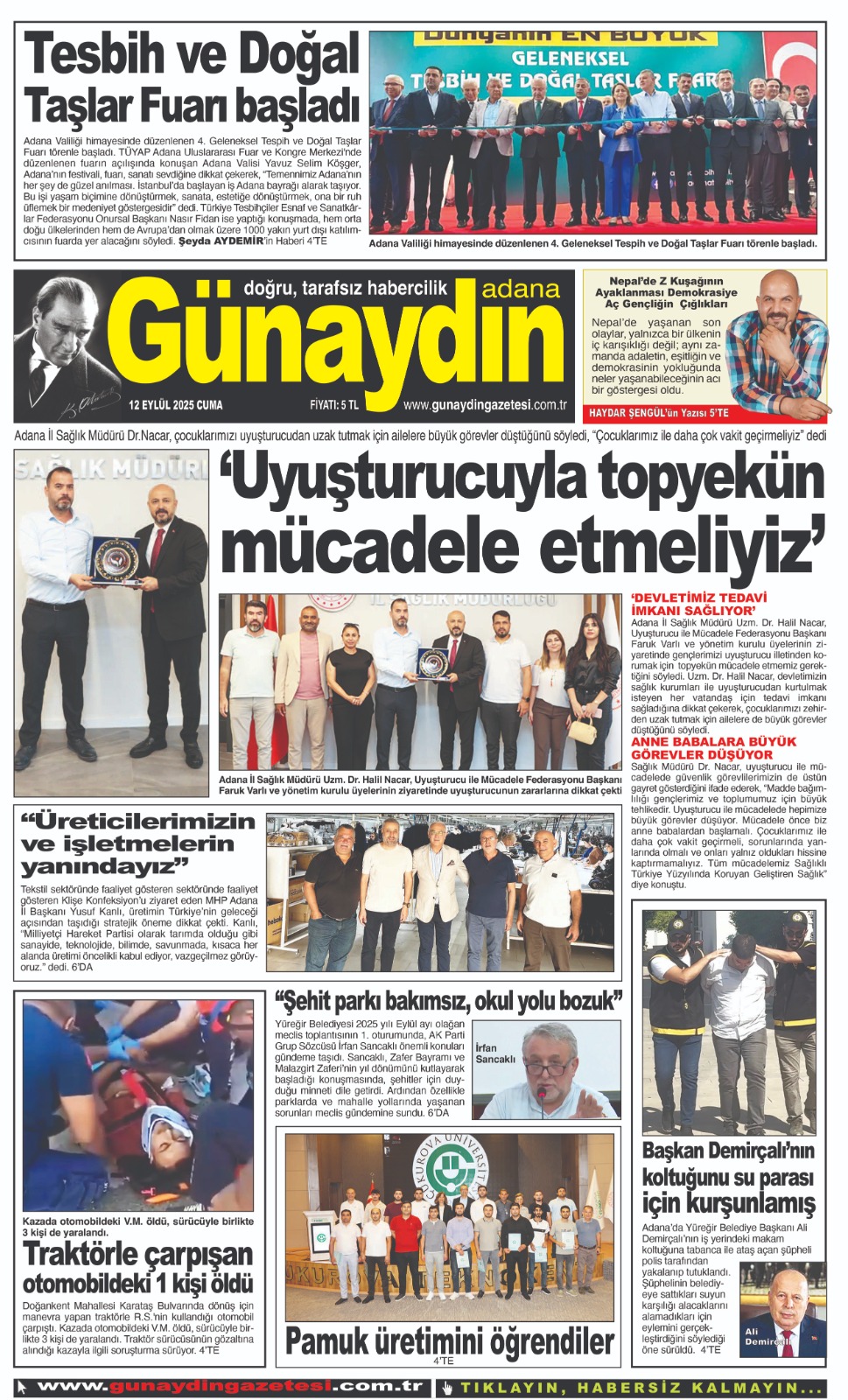 12 EYLÜL 2025 GÜNAYDIN ADANA GAZETESİ
