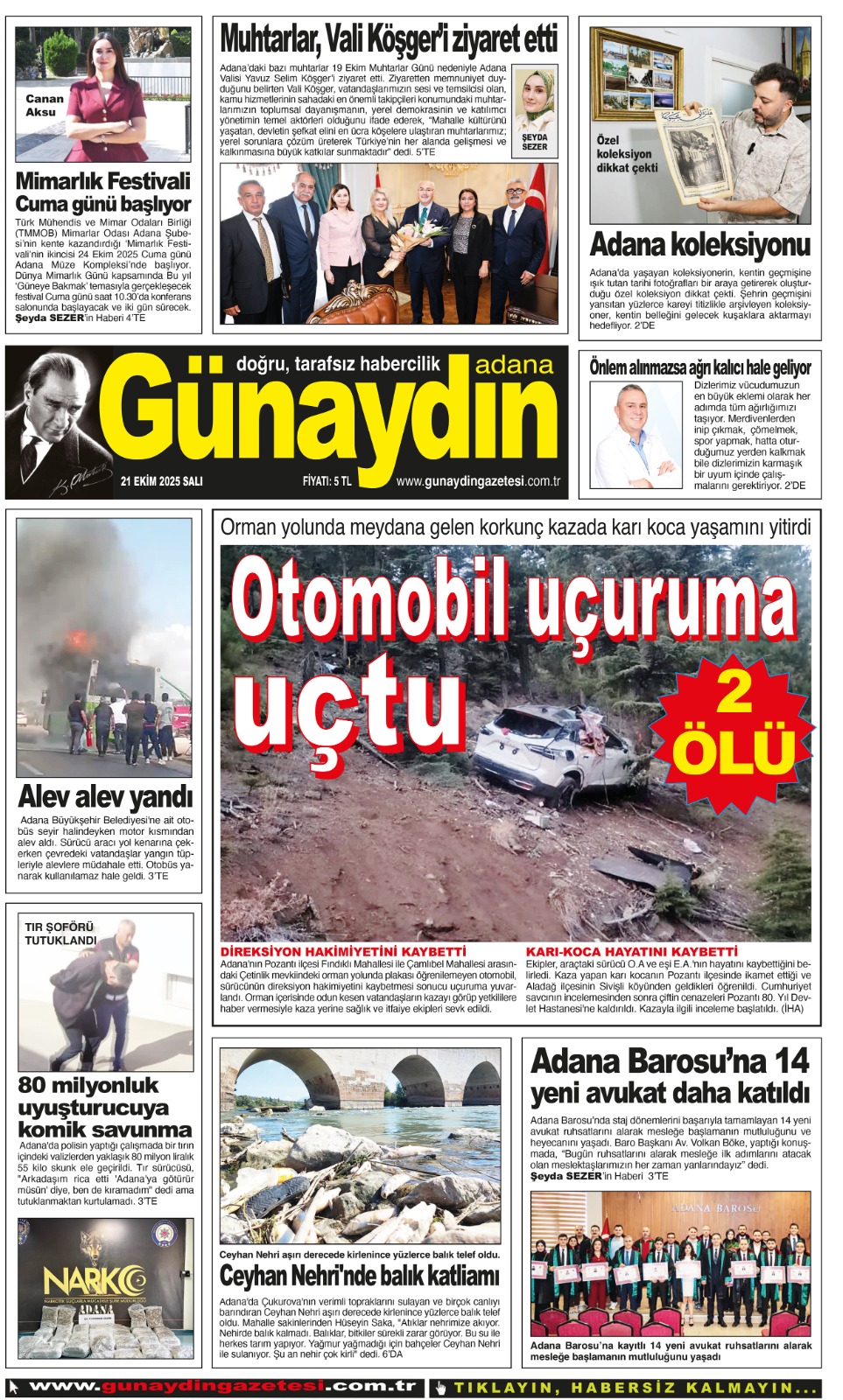21 EKİM 2025 GÜNAYDIN ADANA GAZETESİ
