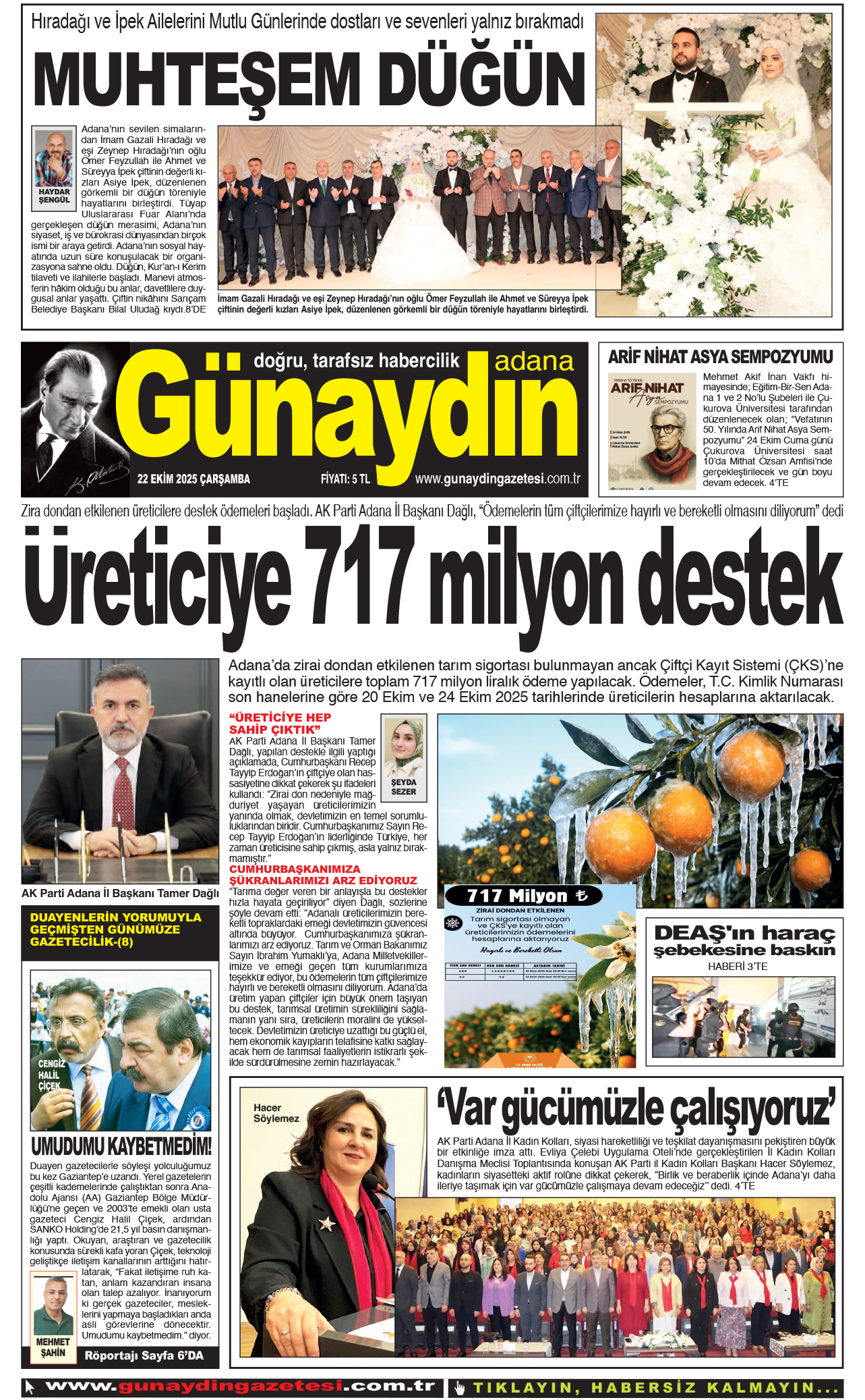 22 EKİM 2025 GÜNAYDIN ADANA GAZETESİ