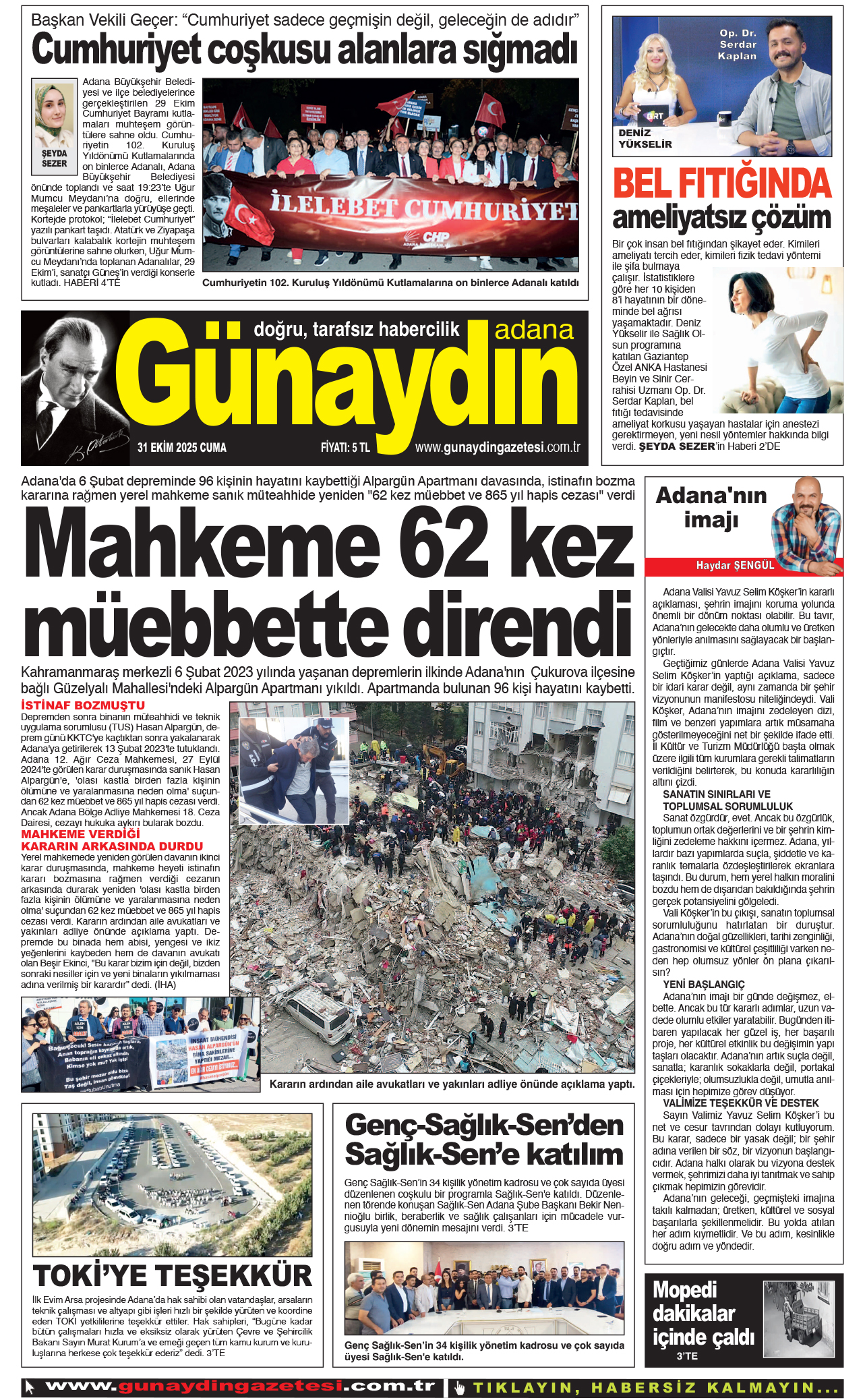 31 EKİM 2025 GÜNAYDIN ADANA GAZETESİ