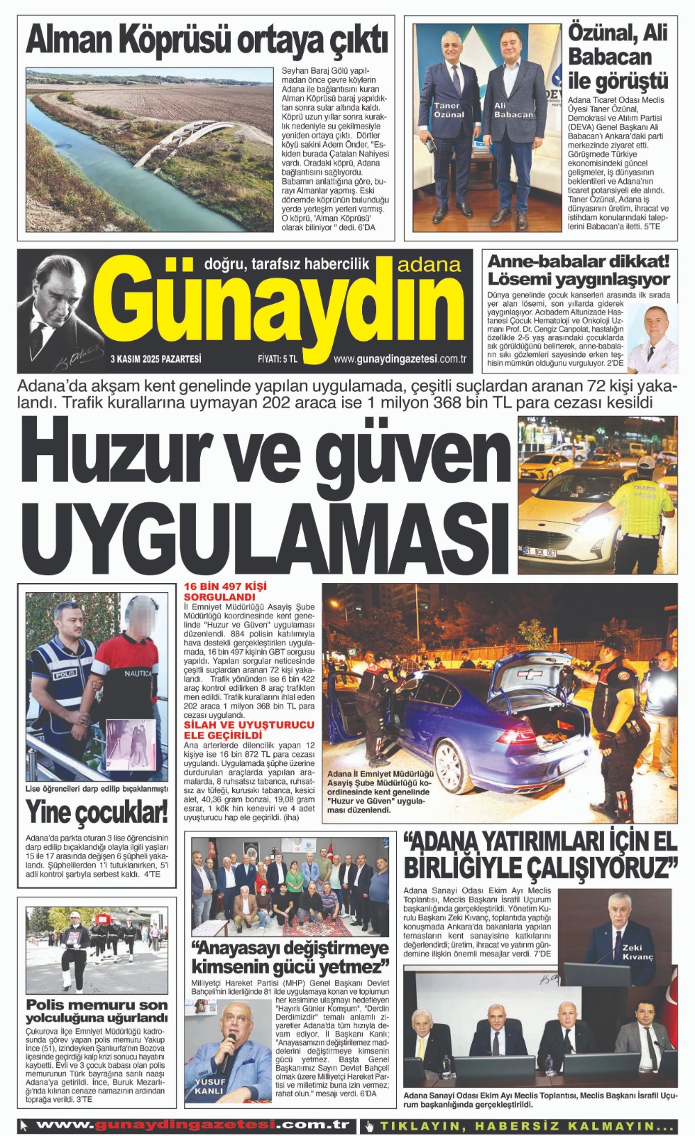 03 KASIM 2025 GÜNAYDIN ADANA GAZETESİ