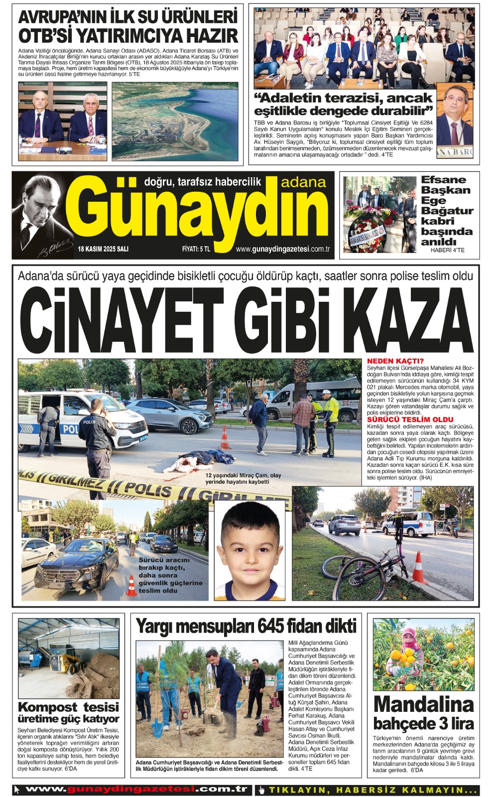 18 KASIM 2025 GÜNAYDIN ADANA GAZETESİ