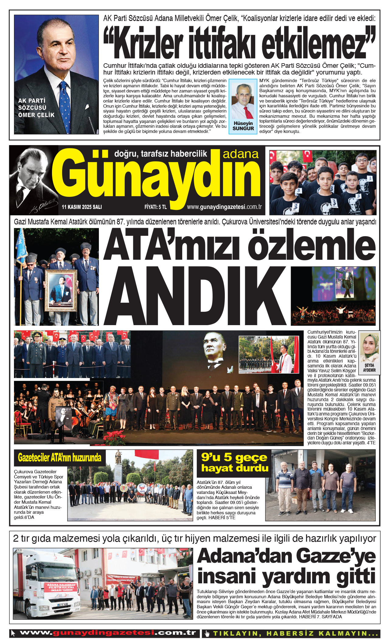 11 KASIM 2025 GÜNAYDIN ADANA GAZETESİ
