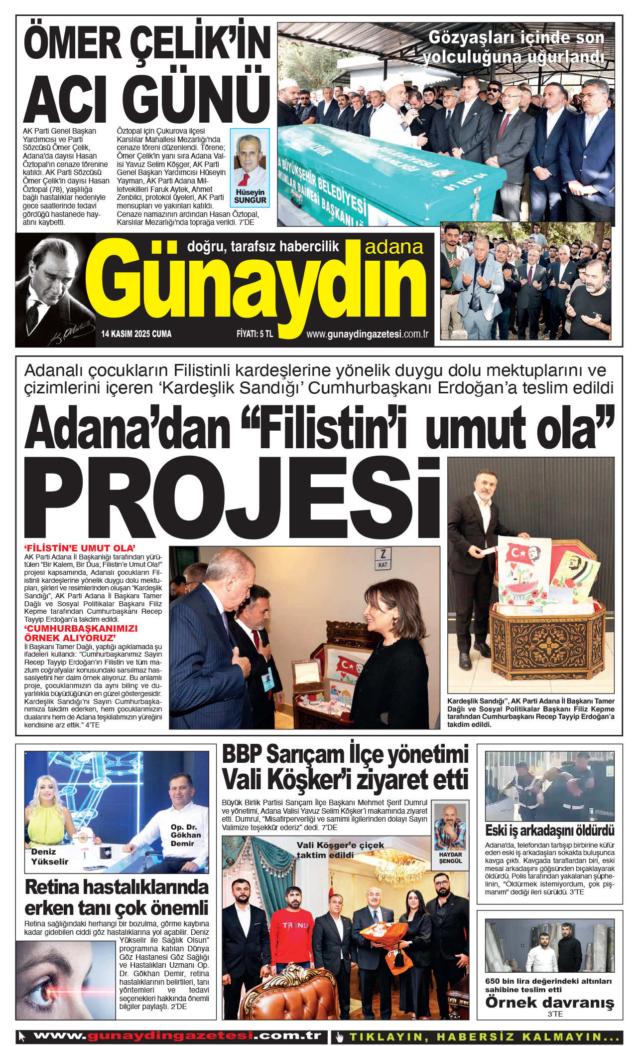 14 KASIM 2025 GÜNAYDIN ADANA GAZETESİ