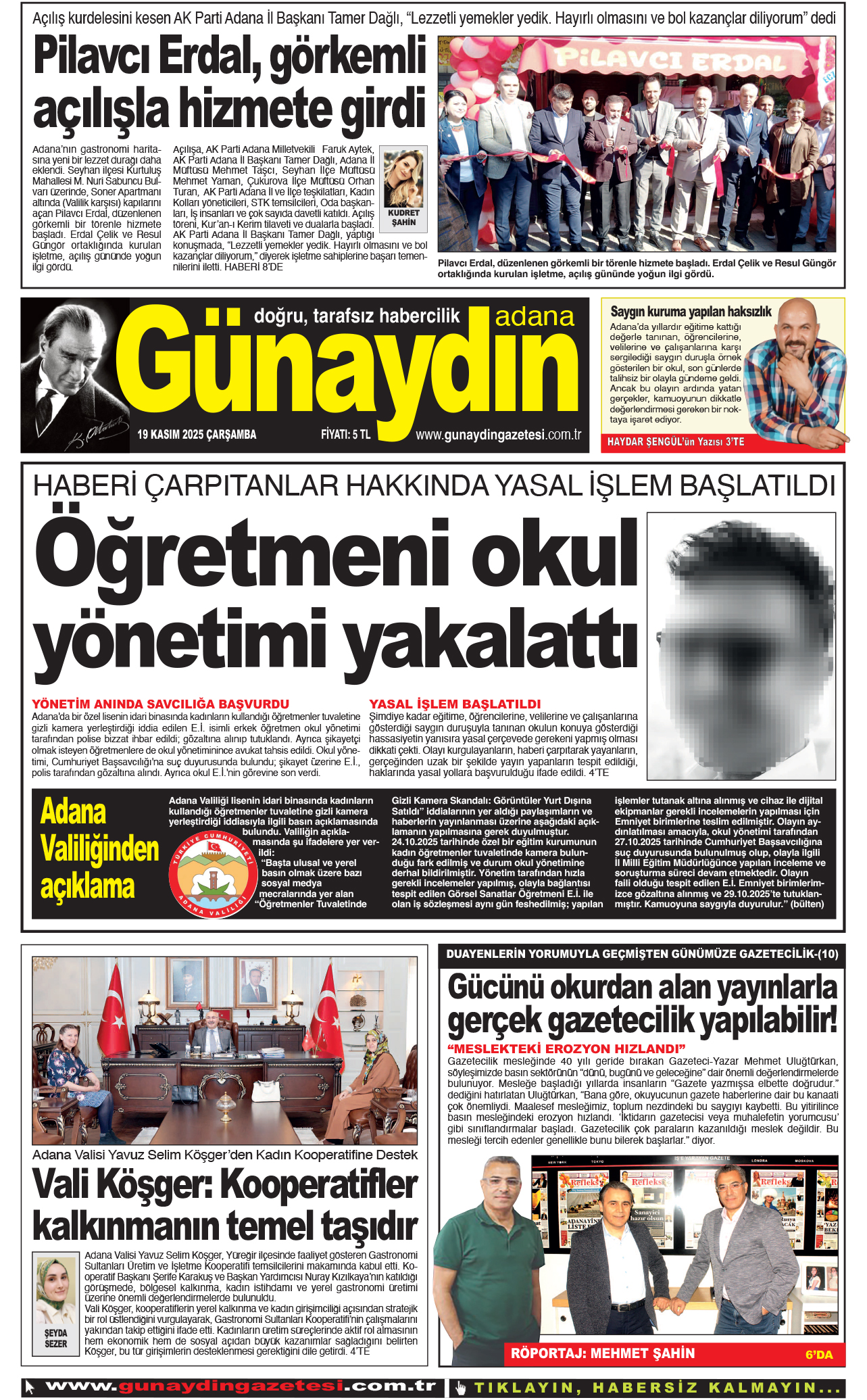 19 KASIM 2025 GÜNAYDIN ADANA GAZETESİ