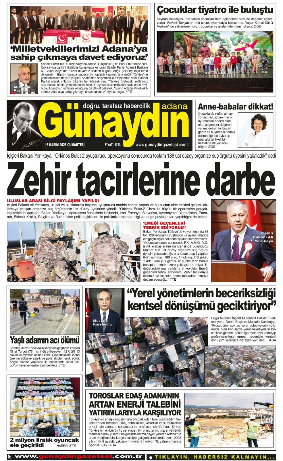 15 KASIM 2025 GÜNAYDIN ADANA GAZETESİ