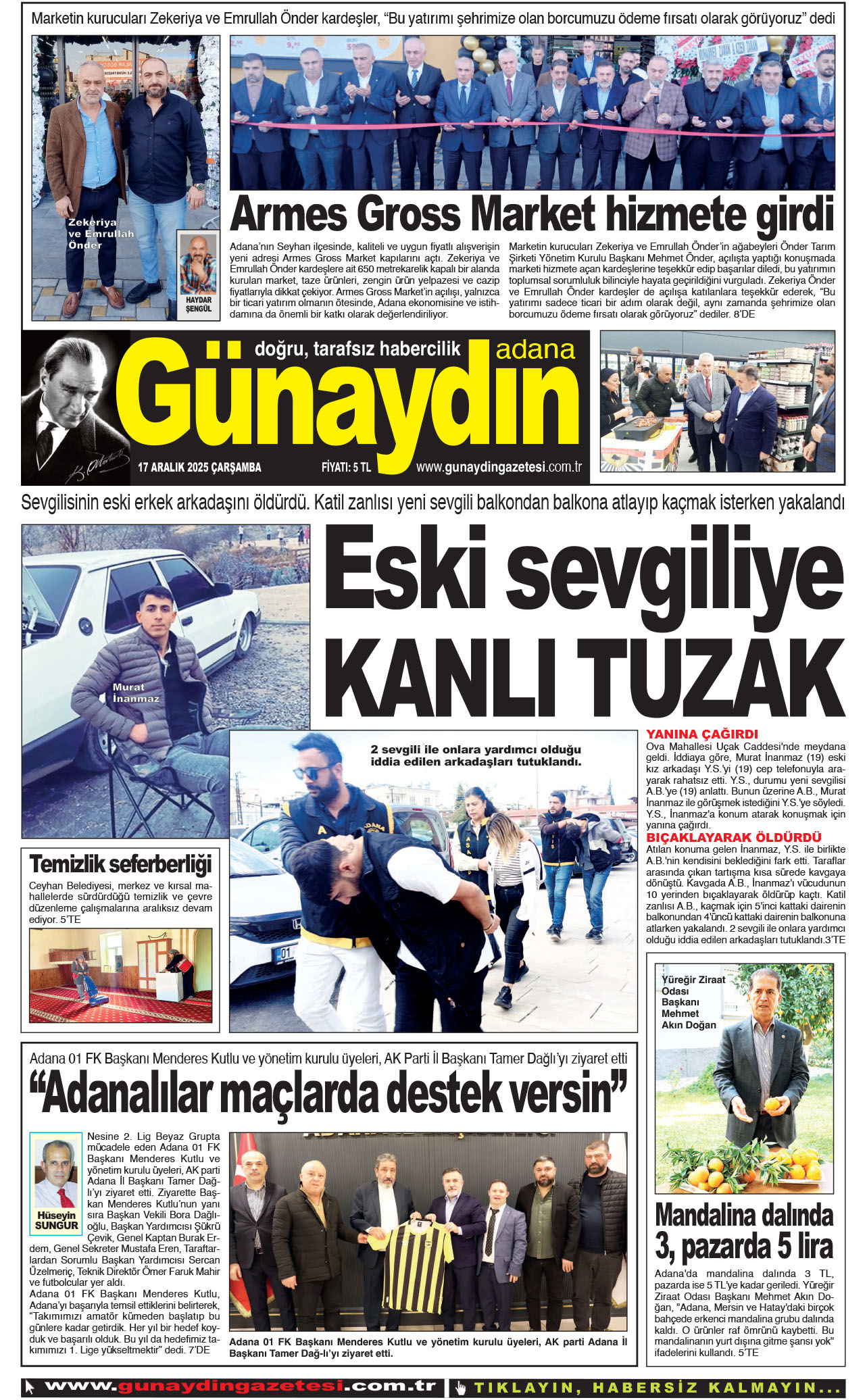 17 ARALIK 2025 GÜNAYDIN ADANA GAZETESİ