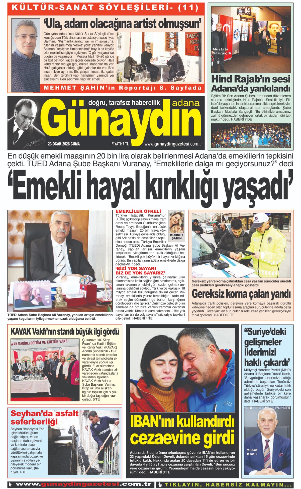 23 OCAK 2026 GÜNAYDIN ADANA GAZETESİ