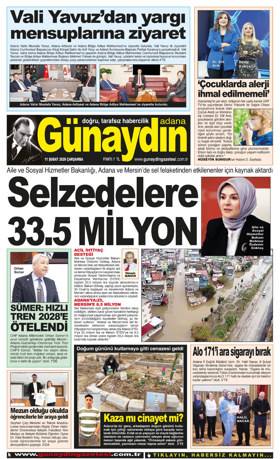 11 ŞUBAT 2026 GÜNAYDIN ADANA GAZETESİ