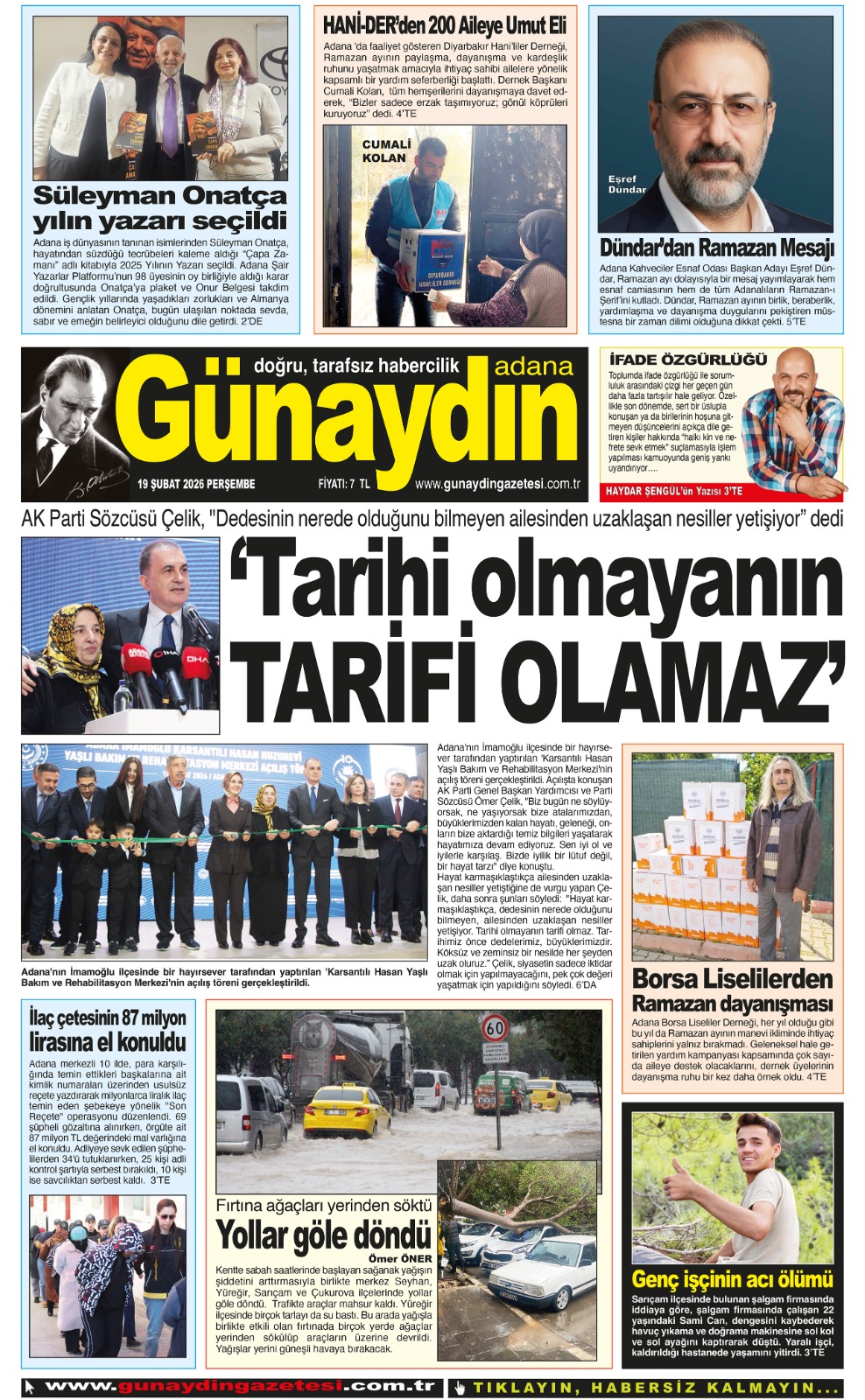 19 ŞUBAT 2026 GÜNAYDIN ADANA GAZETESİ