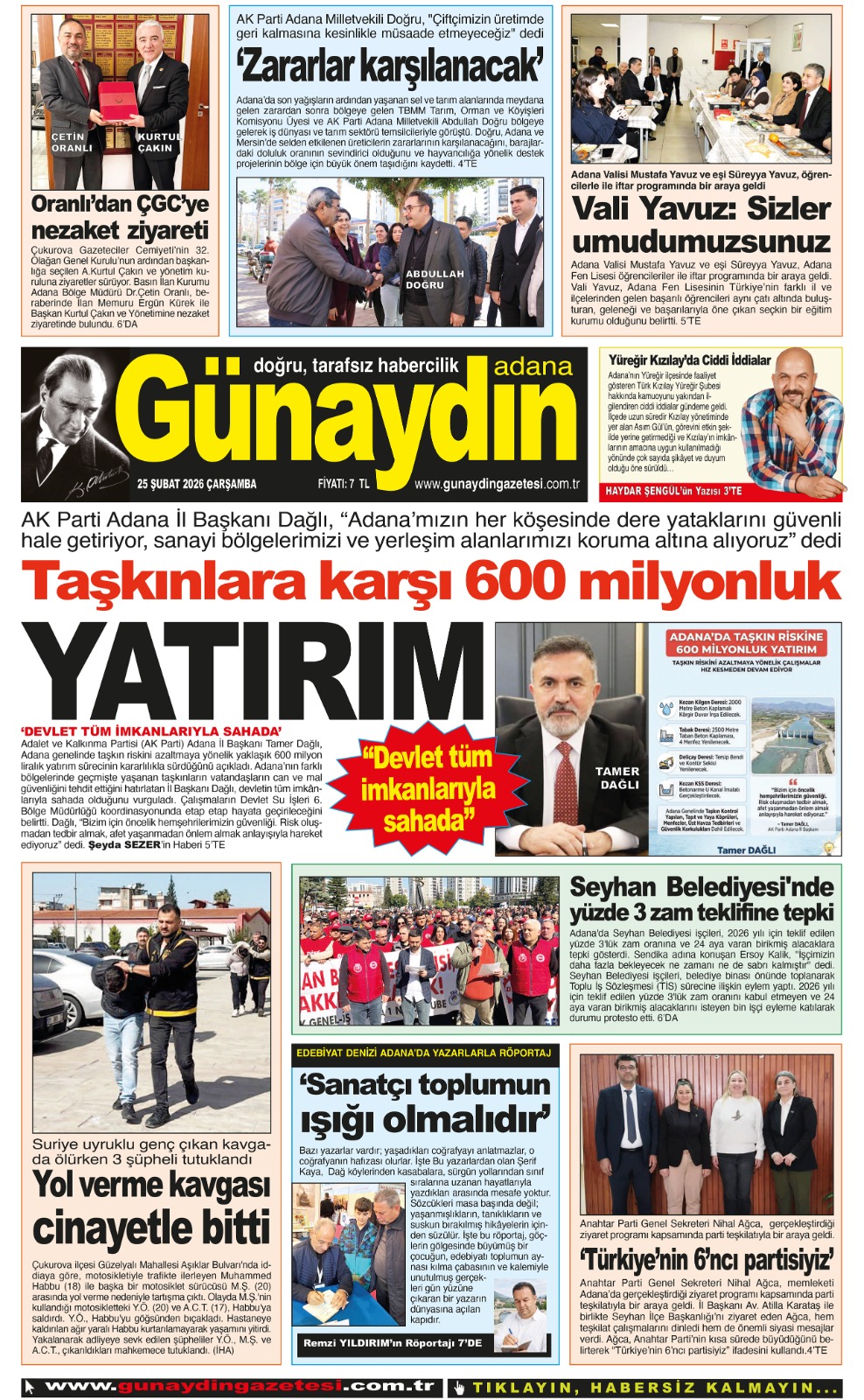 25 ŞUBAT 2026 GÜNAYDIN ADANA GAZETESİ