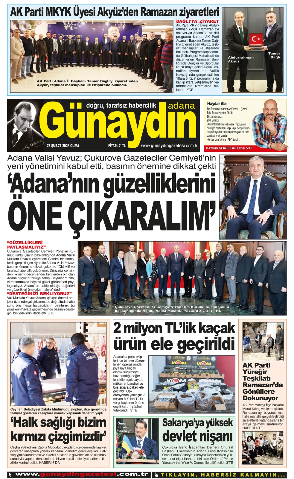 27 ŞUBAT 2026 GÜNAYDIN ADANA GAZETESİ