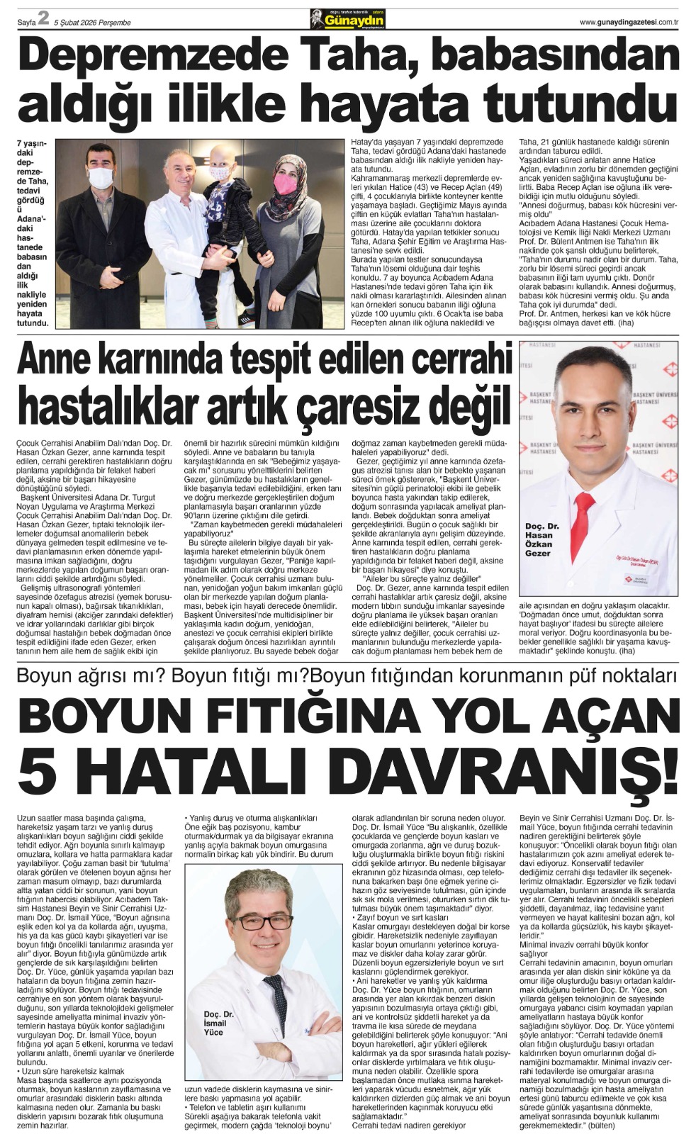 05 ŞUBAT 2026 GÜNAYDIN ADANA GAZETESİ