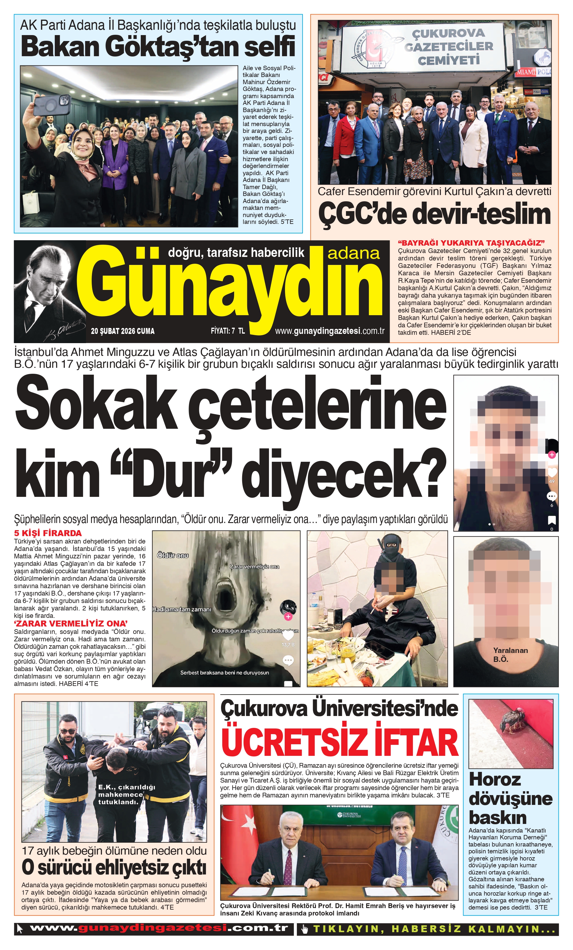 20 ŞUBAT 2026 GÜNAYDIN ADANA GAZETESİ