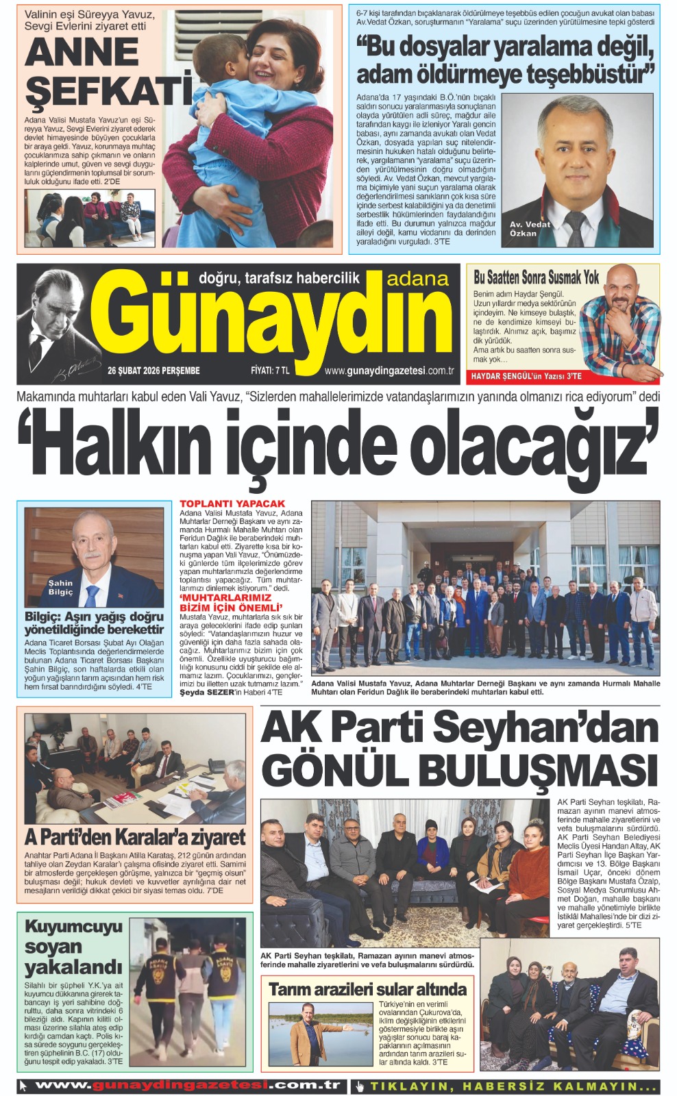26 ŞUBAT 2026 GÜNAYDIN ADANA GAZETESİ