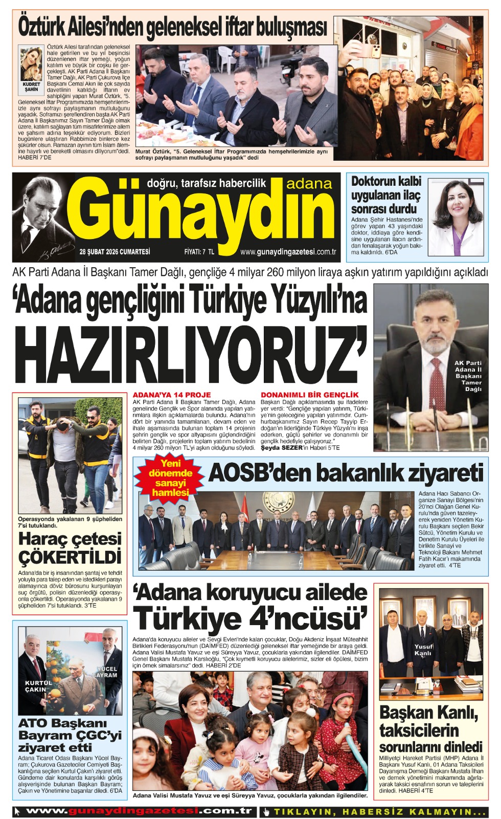 28 ŞUBAT 2026 GÜNAYDIN ADANA GAZETESİ