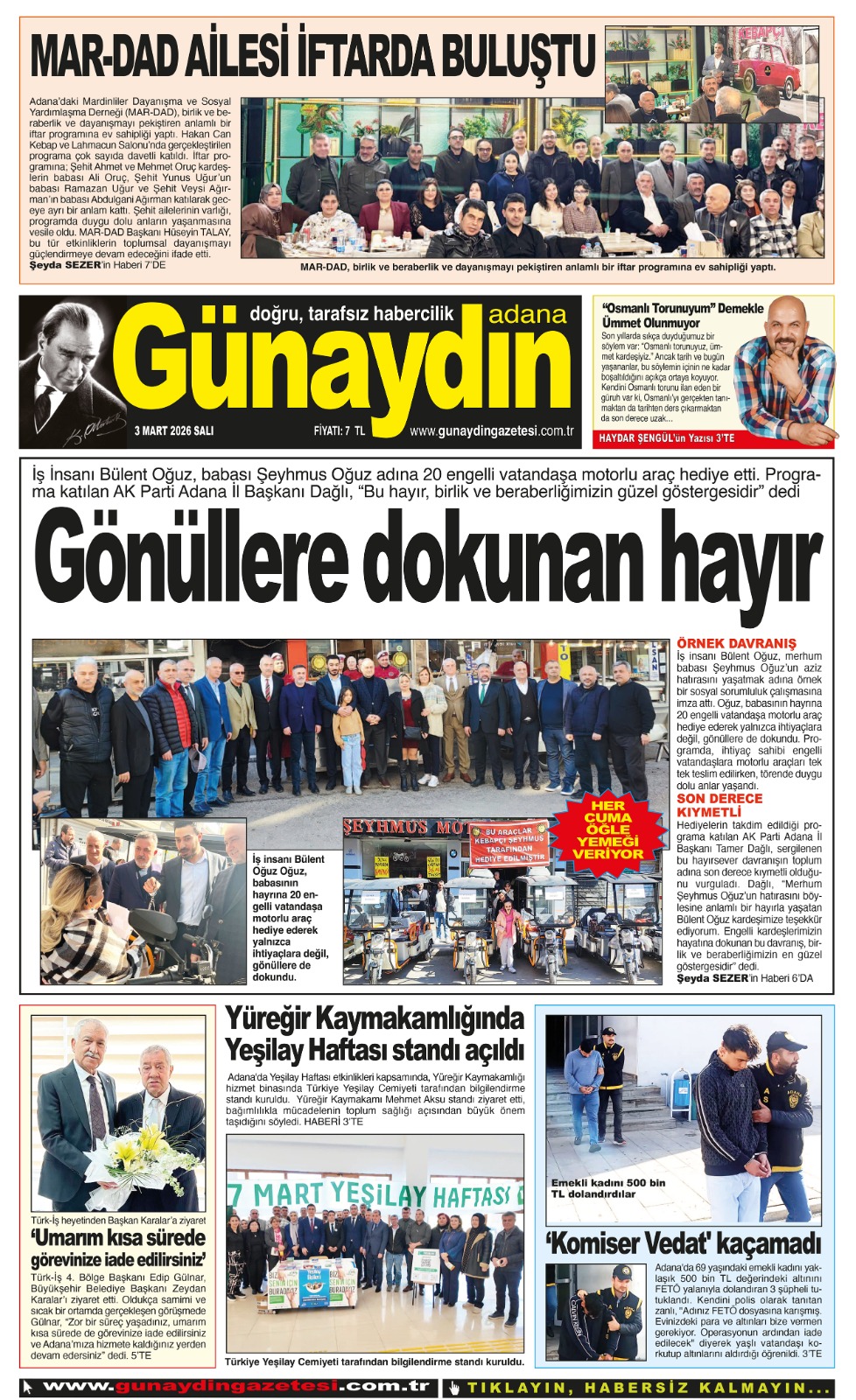 03 MART 2026 GÜNAYDIN ADANA GAZETESİ