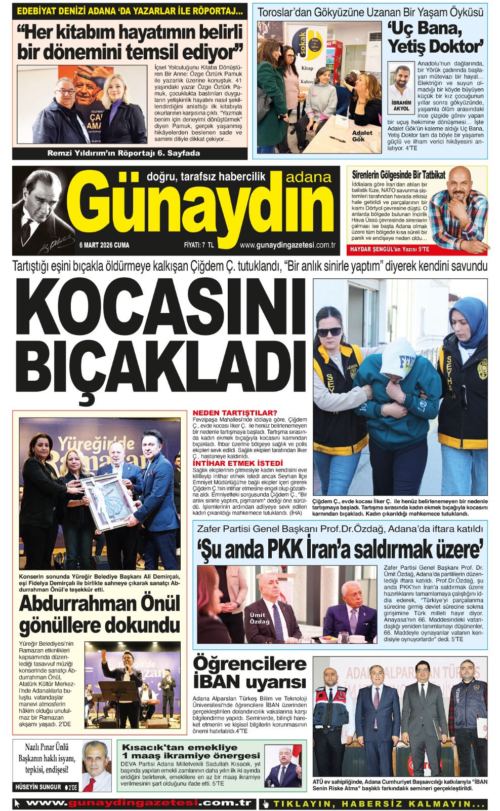 06 MART 2026 GÜNAYDIN ADANA GAZETESİ