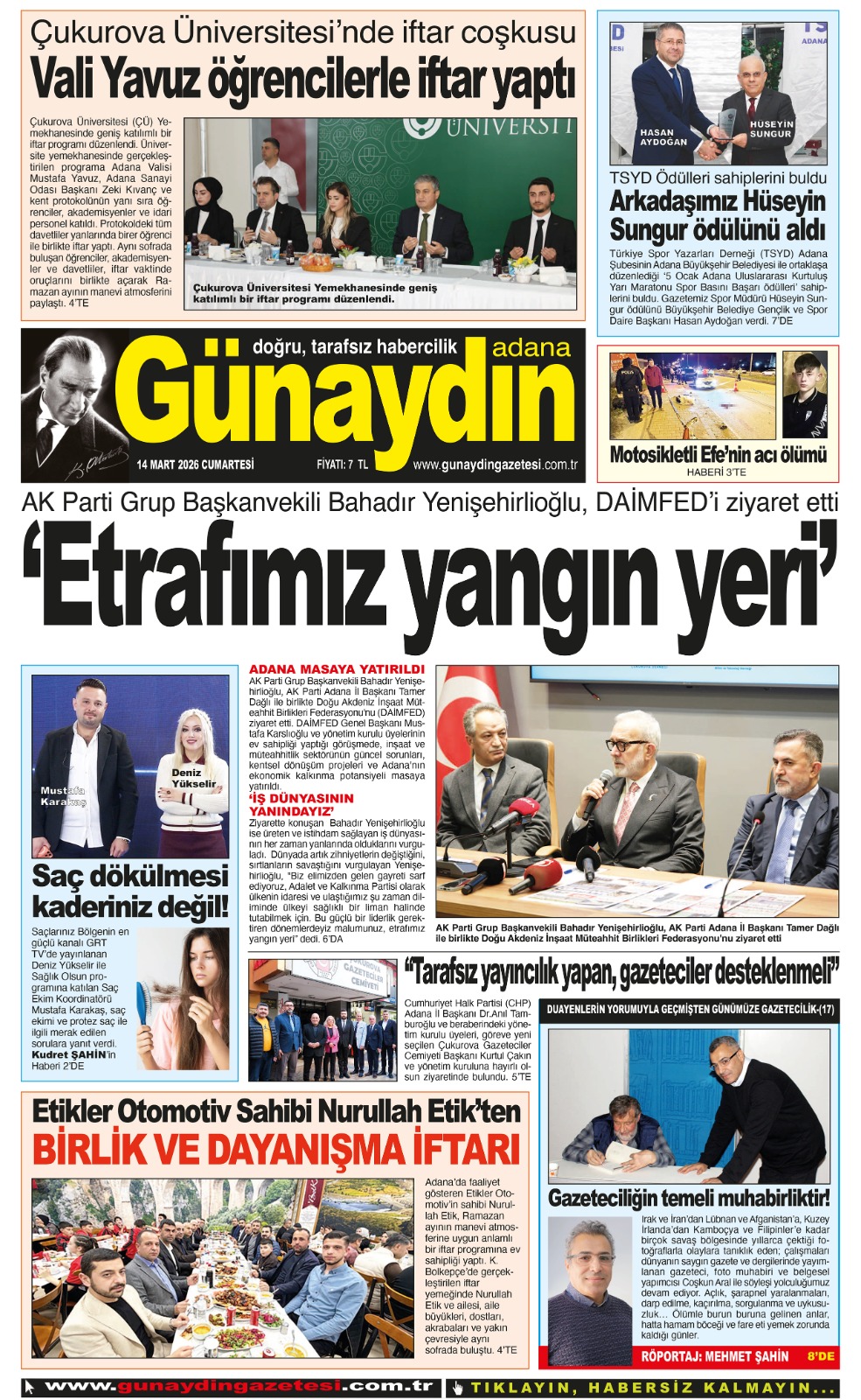 14 MART 2026 GÜNAYDIN ADANA GAZETESİ