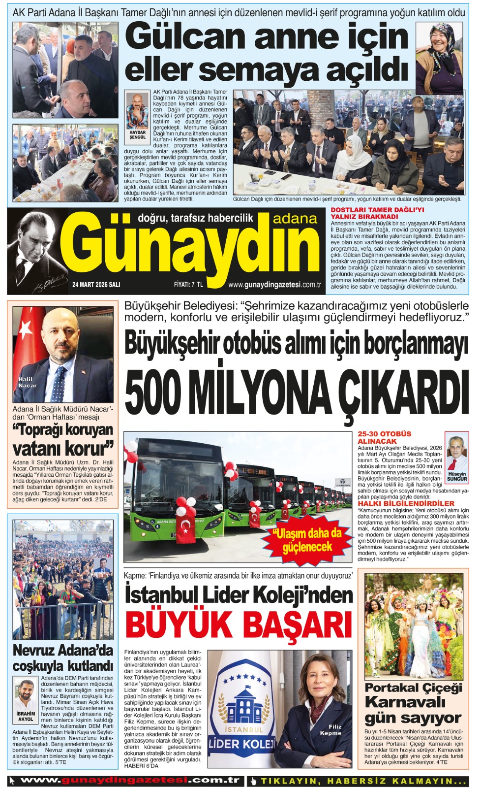 24 MART 2026 GÜNAYDIN ADANA GAZETESİ