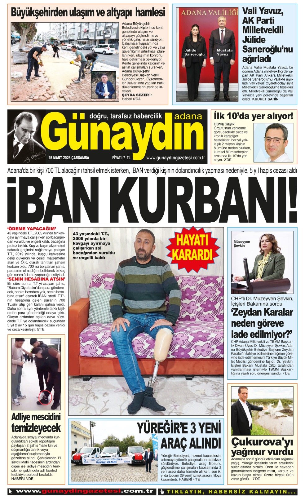 25 MART 2026 GÜNAYDIN ADANA GAZETESİ