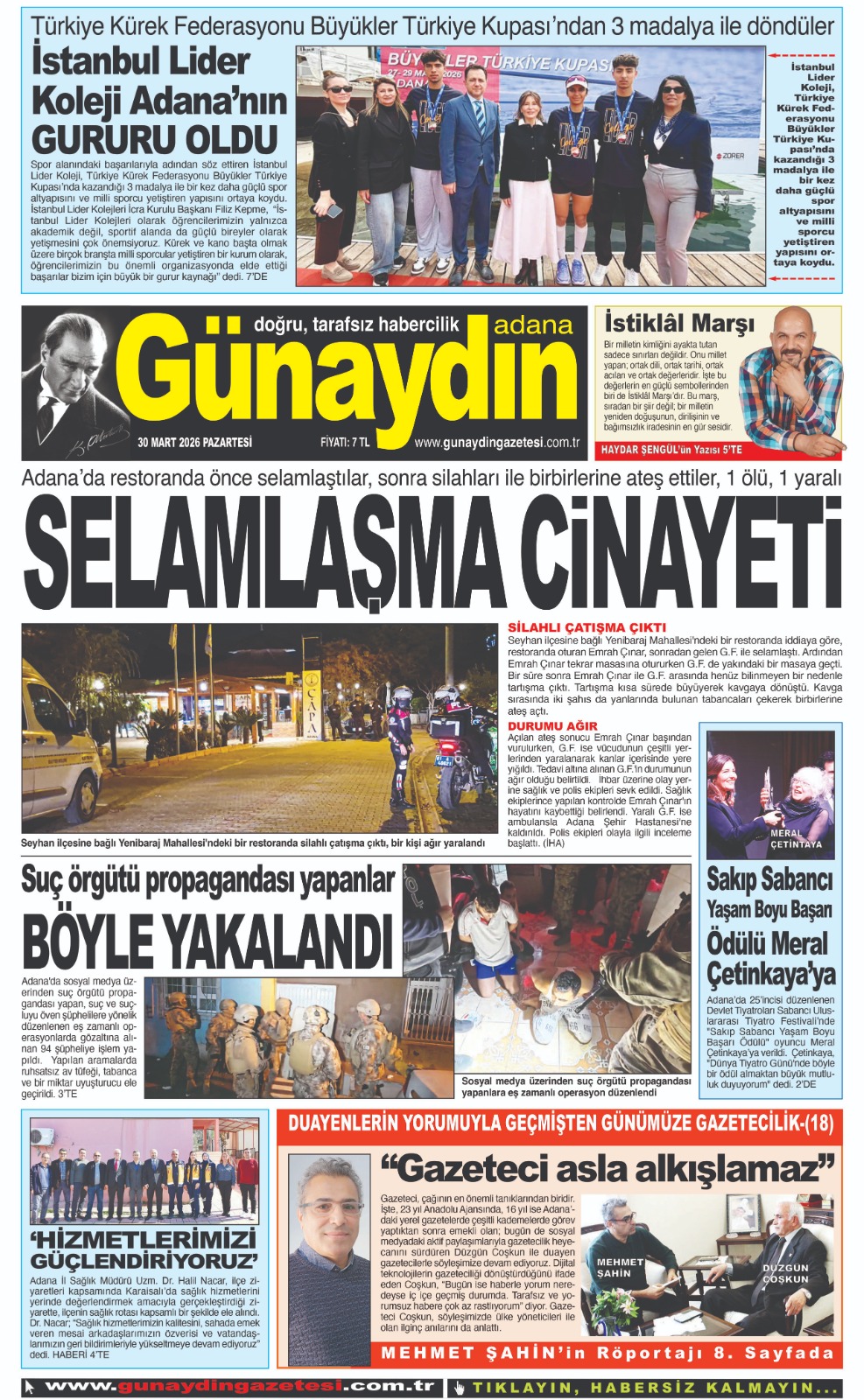 30 MART 2026 GÜNAYDIN ADANA GAZETESİ