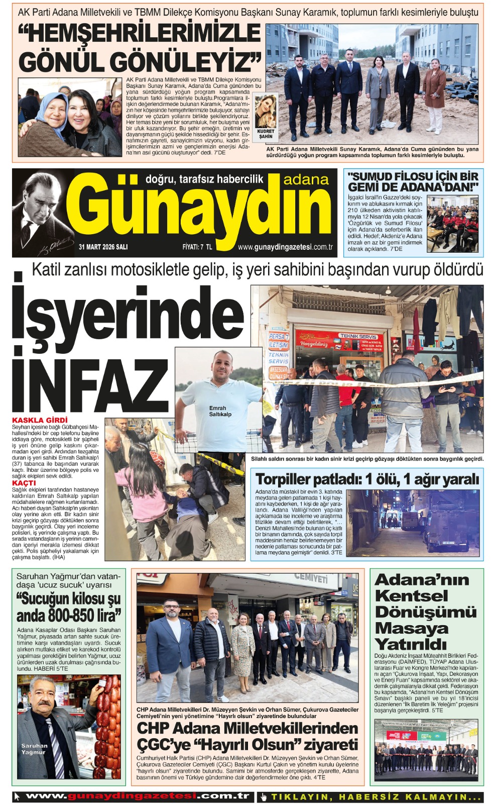 31 MART 2026 GÜNAYDIN ADANA GAZETESİ