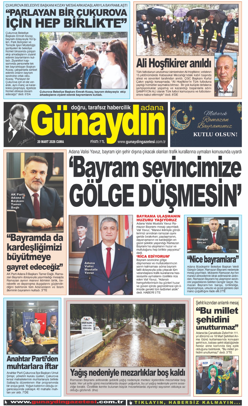 20 MART 2026 GÜNAYDIN ADANA GAZETESİ