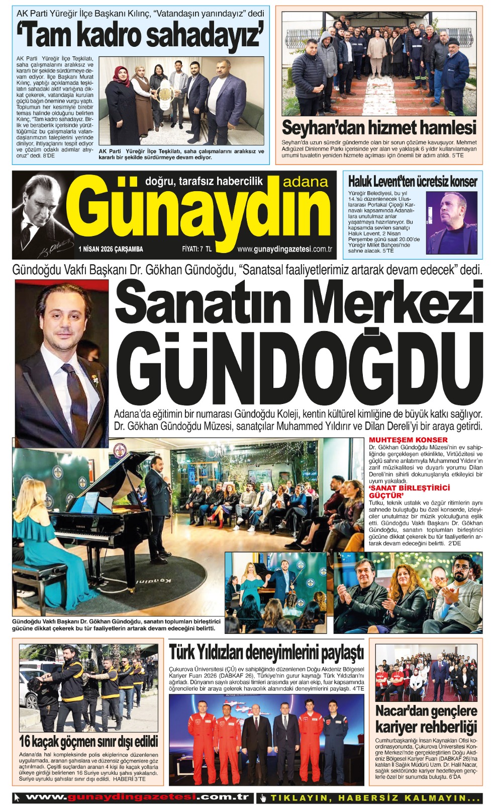 01 NİSAN 2026 GÜNAYDIN ADANA GAZETESİ