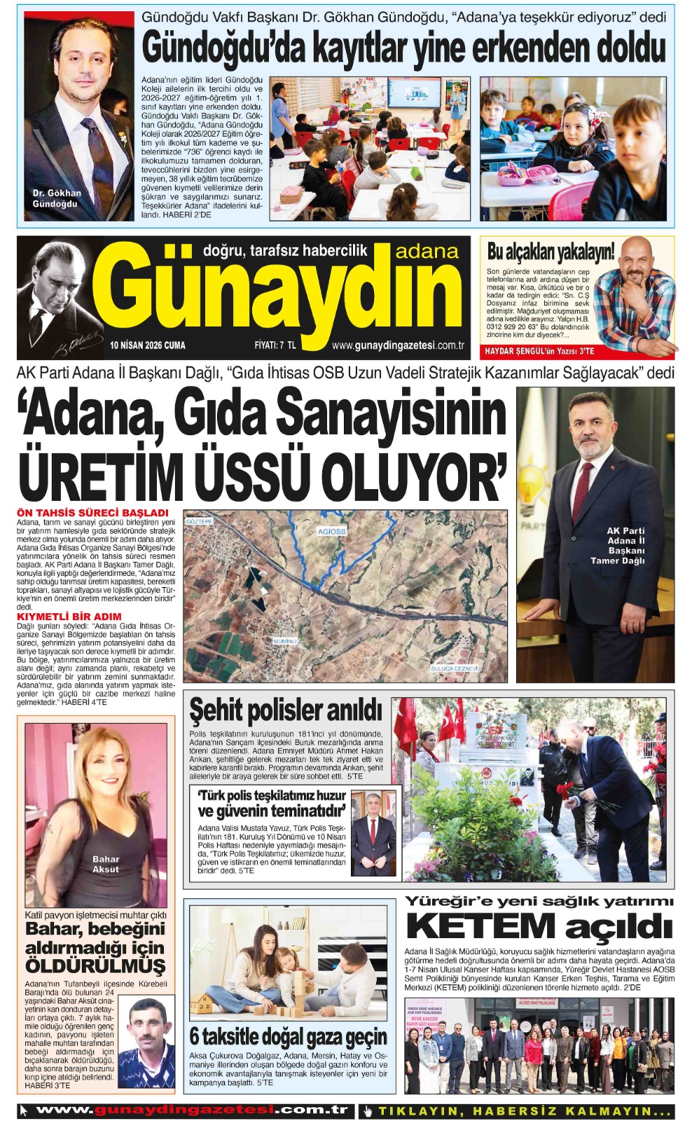10 NİSAN 2026 GÜNAYDIN ADANA GAZETESİ