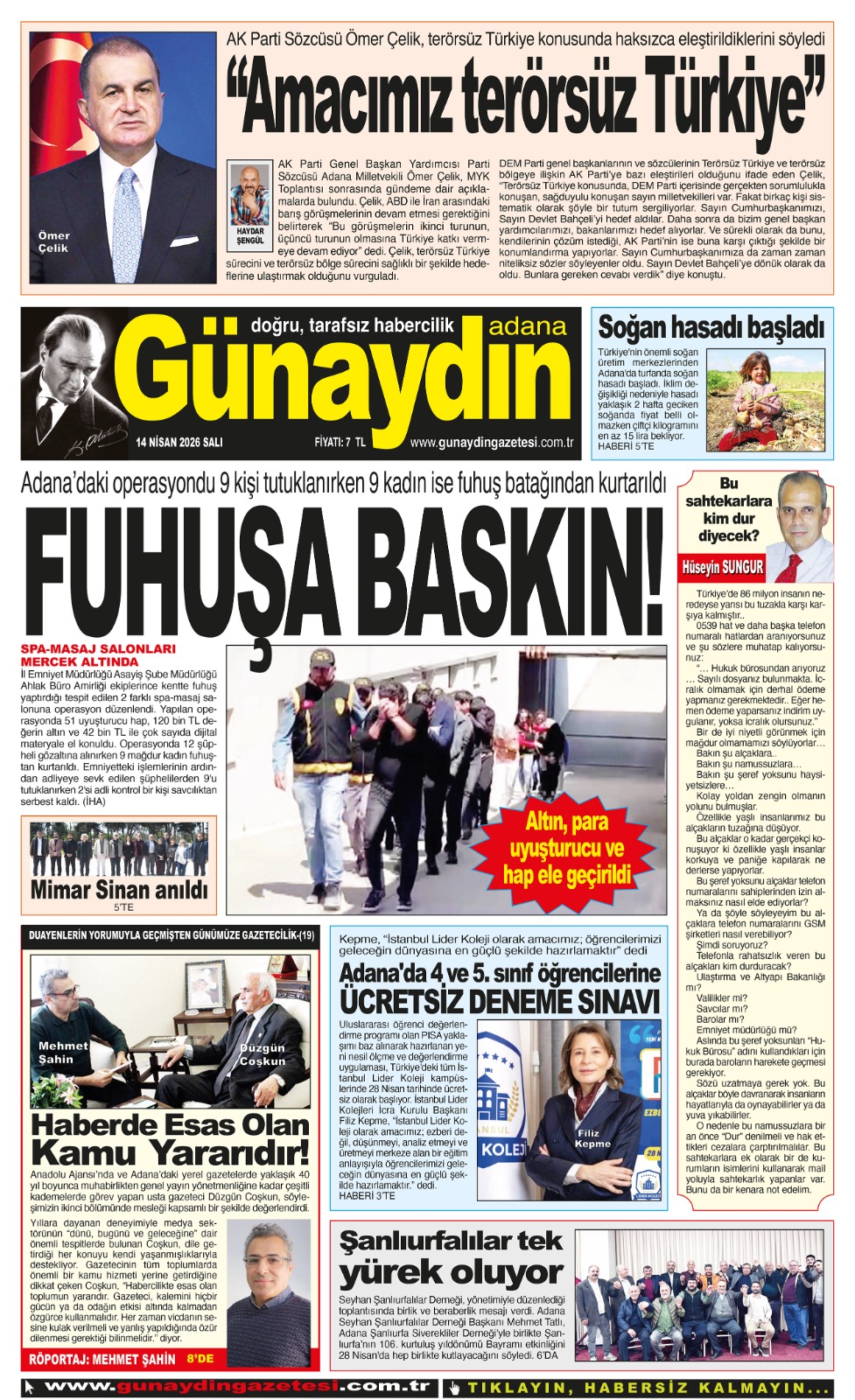 14 NİSAN 2026 GÜNAYDIN ADANA GAZETESİ