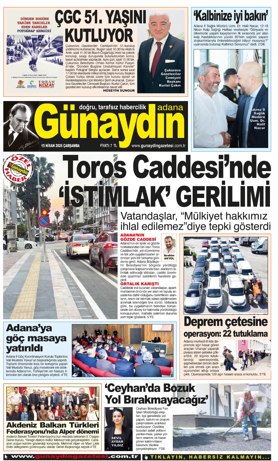 15 NİSAN 2026 GÜNAYDIN ADANA GAZETESİ
