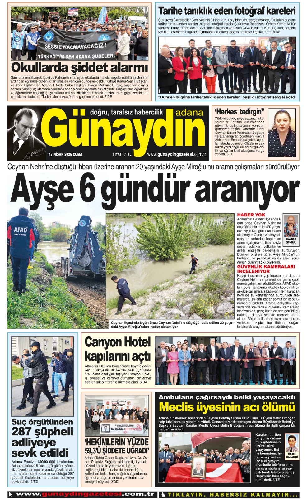 17 NİSAN 2026 GÜNAYDIN ADANA GAZETESİ