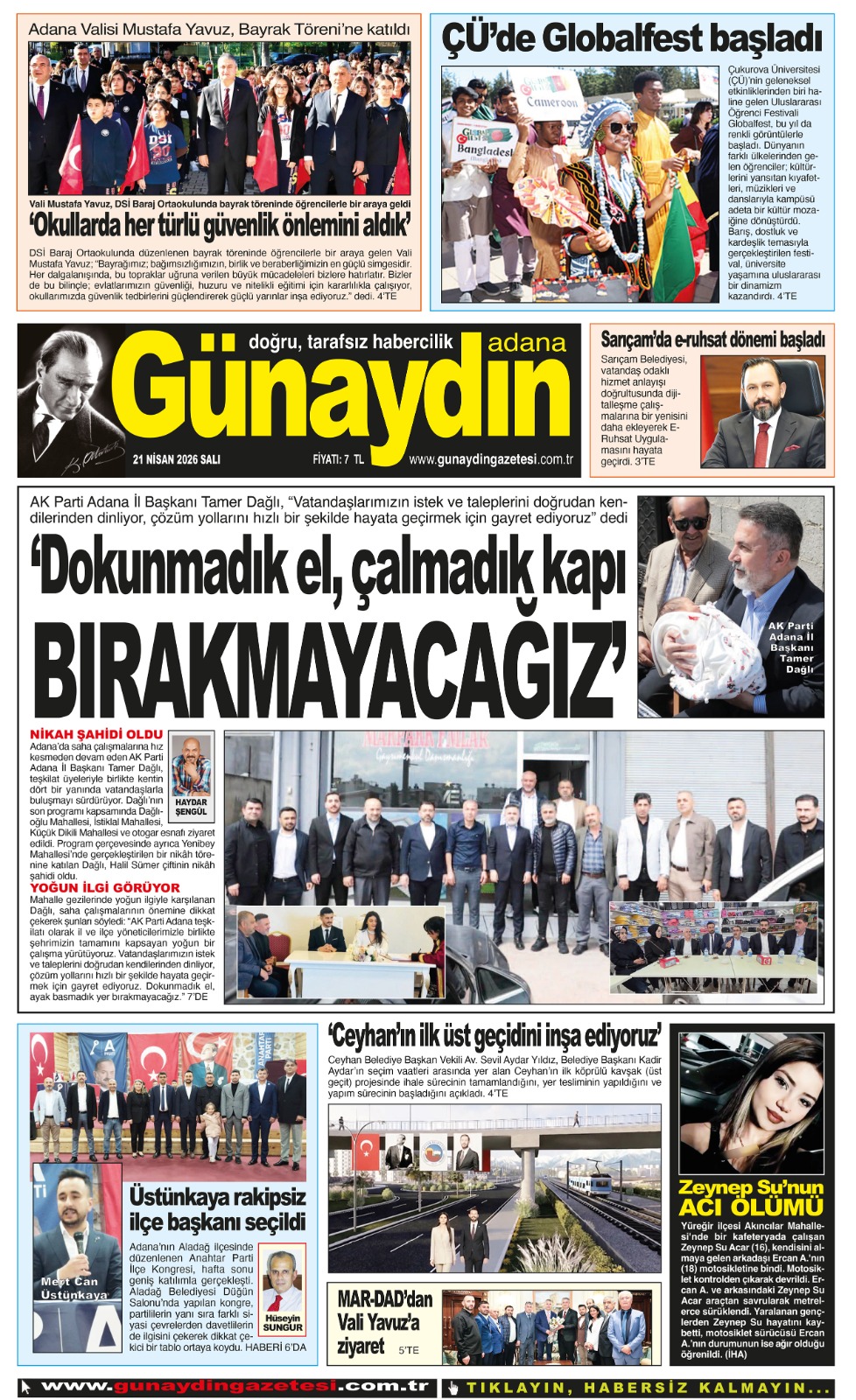 21 NİSAN 2026 GÜNAYDIN ADANA GAZETESİ
