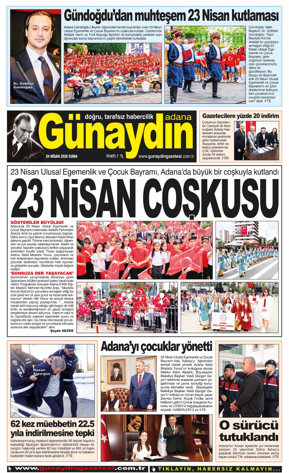 24 NİSAN 2026 GÜNAYDIN ADANA GAZETESİ